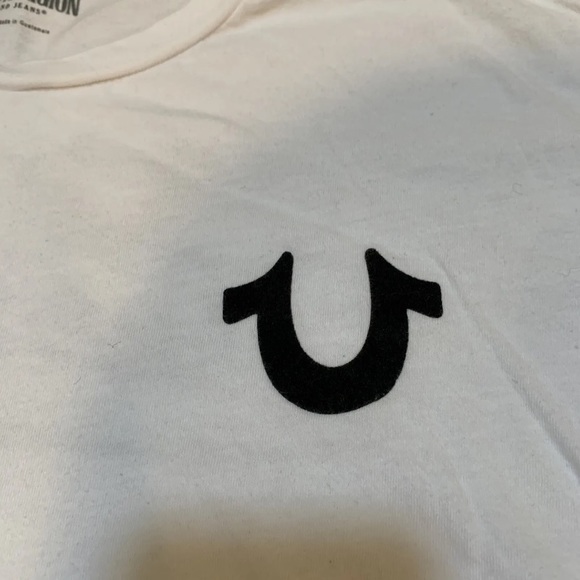 True Religion White T-Shirt Mens Size L Crew Velvet Logo Crafted Pride 104761 - Picture 2 of 10